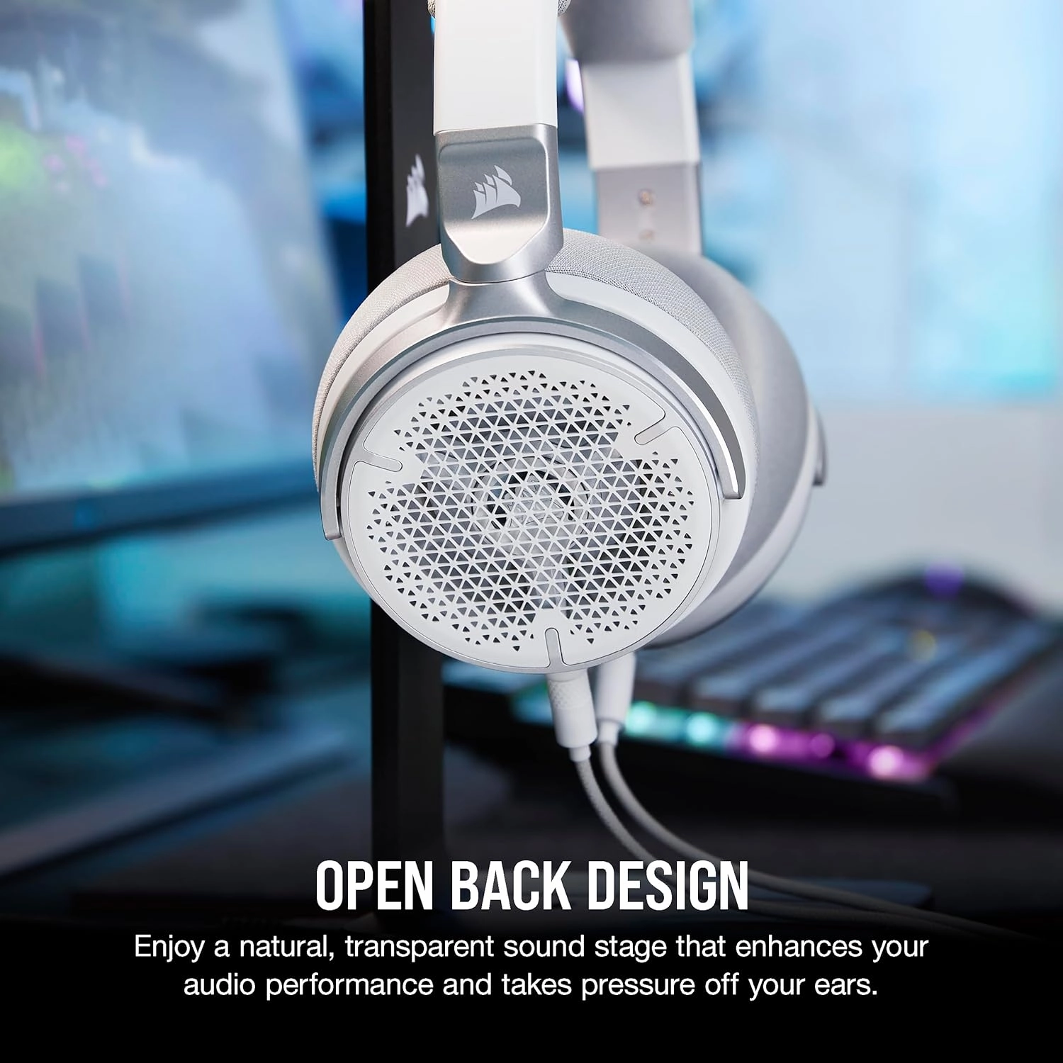 Corsair Virtuoso PRO Wired Open Back Gaming Headset - Detachable Uni-Directional Microphone - 50mm Graphene Drivers - 20Hz-40 kHz Frequency Response - White