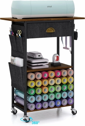 Craft Organizers and Storage Cart: Craft Room Cart for Organizing Cutting Accessories and Machine, Vinyl Roll Storage and Organization Holder, Heat Press Stand Table with Wheels vinyl accessories,turntable parts,record player tools,