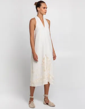 Crete Midi Dress - Natural and Champagne