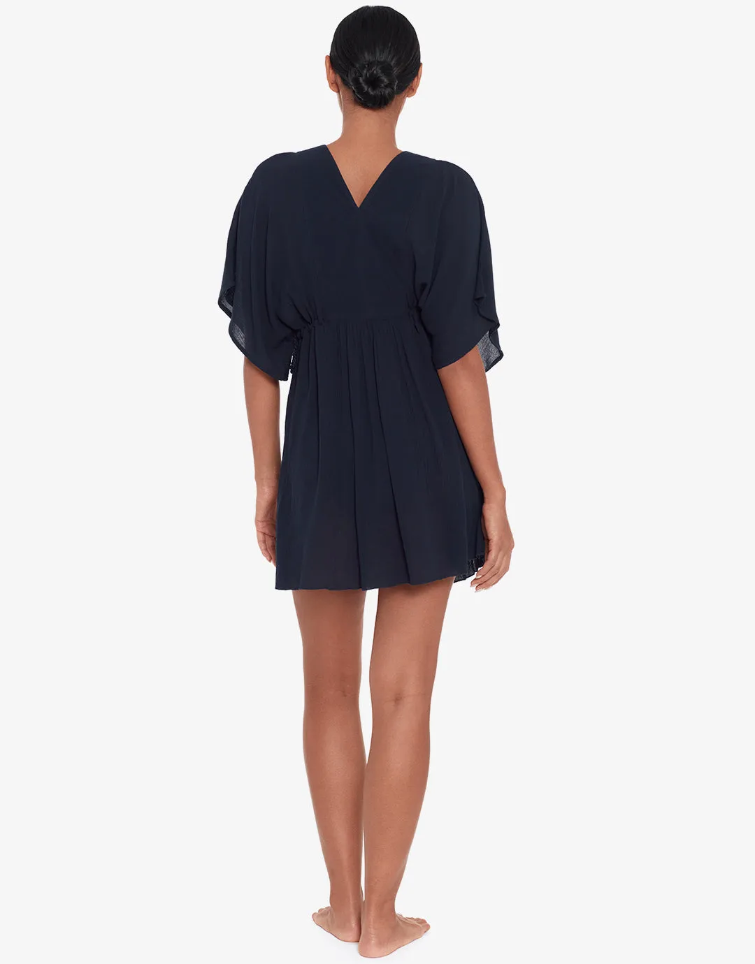 Crinkle Tunic Beach Dress - Black