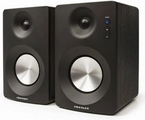 Crosley S100A-BK Bluetooth Enabled Powered Stereo Speakers, Black (Pair) bookshelf speakers,compact stereo speakers,hi-fi shelf speakers,