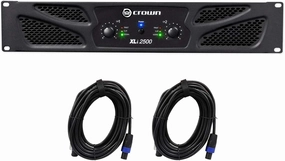 Crown Pro Audio XLi2500 1500 Watt 2 Channel DJ/PA Power Amplifier Amp XLI 2500 Bundle with (2) RockvilIe RCSS1425 25' 14 AWG Speakon to Speakon Speakers Cable 100% Copper power amplifier,stereo amp,hi-fi power amp,