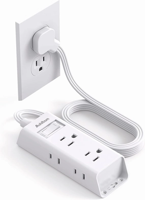 Cruise Essentials - Flat Plug Power Strip, Addtam 5 ft Ultra Flat Extension Cord with 6 Outlets Extender, No Surge Protector for Cruise Ship, Travel, Dorm, Home Office, ETL Listed power cord,hi-fi power cable,AC power lead,