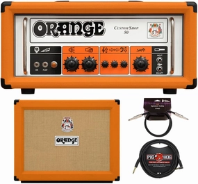 CS50 Custom Shop 50W Tube Amp Head Bundle with PPC212OB 120W 2x12-Inch Open Back Cabinet, 3-Feet Speaker Cable, and 10-Feet Guitar Cable (4 Items) tube amplifier,valve amp,audiophile tube stereo,