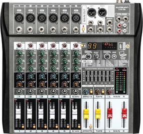 CT6-799 dj mixer Professional audio mixer 6 Channel with MP3 Player 99 DSP digital mixer and effect 7-Band Eq Output 48V Phantom Power Source USB recording Bluetoothdj mixer balanced output player,audiophile player,hi-res digital player,