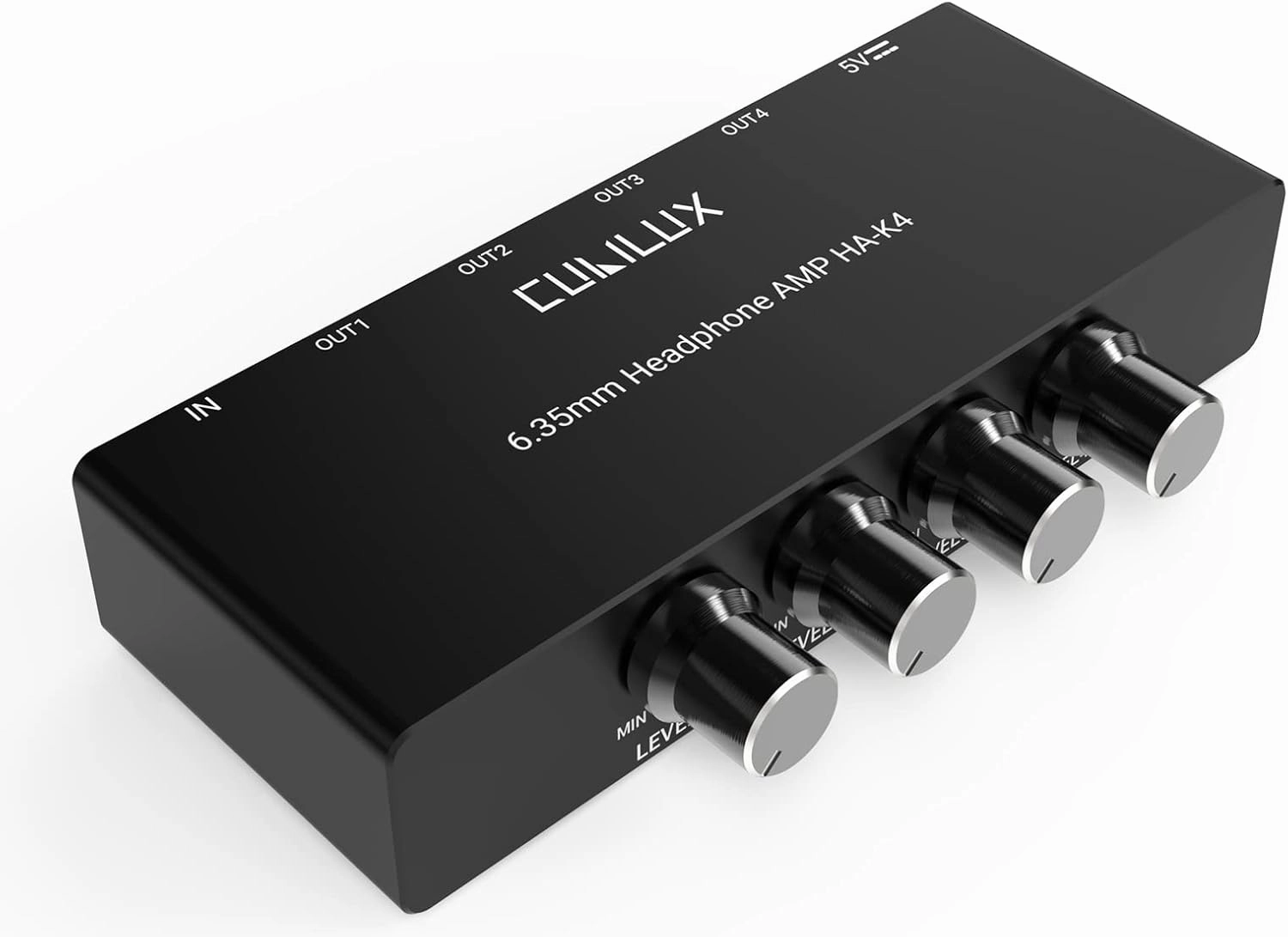 Cubilux 4-Channel 6.35 Headphone Amplifier Aluminum Audio Amp,Ultra-Low Noise Mini Earphone Splitter for Music Sharing/Monitoring, 1/4 "TRS Headphone Output and TRS Audio Input-DC 5V Power Supply headphone amplifier,portable amp,desktop headphone amp,