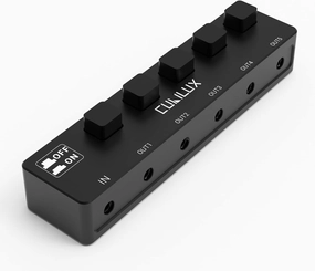 Cubilux 5-Way 3.5mm Headphone Splitter with Switch Control, Aluminum Case 5-Channel 1/8 Stereo Audio Splitter, Multi-Port TRS AUX Share/Split Box/HUB for Speaker Earphones Laptop PC Smartphone Tablet smart audio hub,voice control speaker,Alexa compatible a