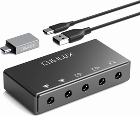 Cubilux CB5 USB Audio Interface for Recording, Streaming, Podcasting, USB to 3.5mm Sound Card with Stereo Microphone Input, Line-In, Line-Out & Headphone Jack for Monitors, Support Windows & Mac OS audio interface,USB interface,music recording inpu