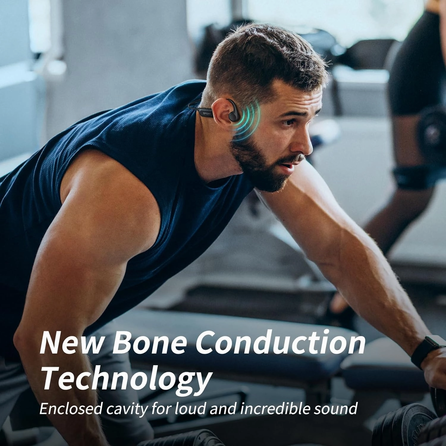 CXK Bone Conduction Headphones Bluetooth 5.3 Open Ear Headphones with Mic, Premium Loud Sound 8Hrs Playtime Bluetooth Headphones, IPX6 Waterproof Sports Headset for Running, Cycling, Walking