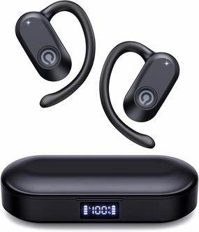 CXK Open Ear Headphones, Bluetooth 5.4 True Wireless Earbuds with 60Hrs Playtime & Digital Display, 0.27oz Lightweight Design Air Conduction Headphones with Mic, IPX6 Fit Cycling, Running, Black over-ear headphones,closed back headphones,wireless studi