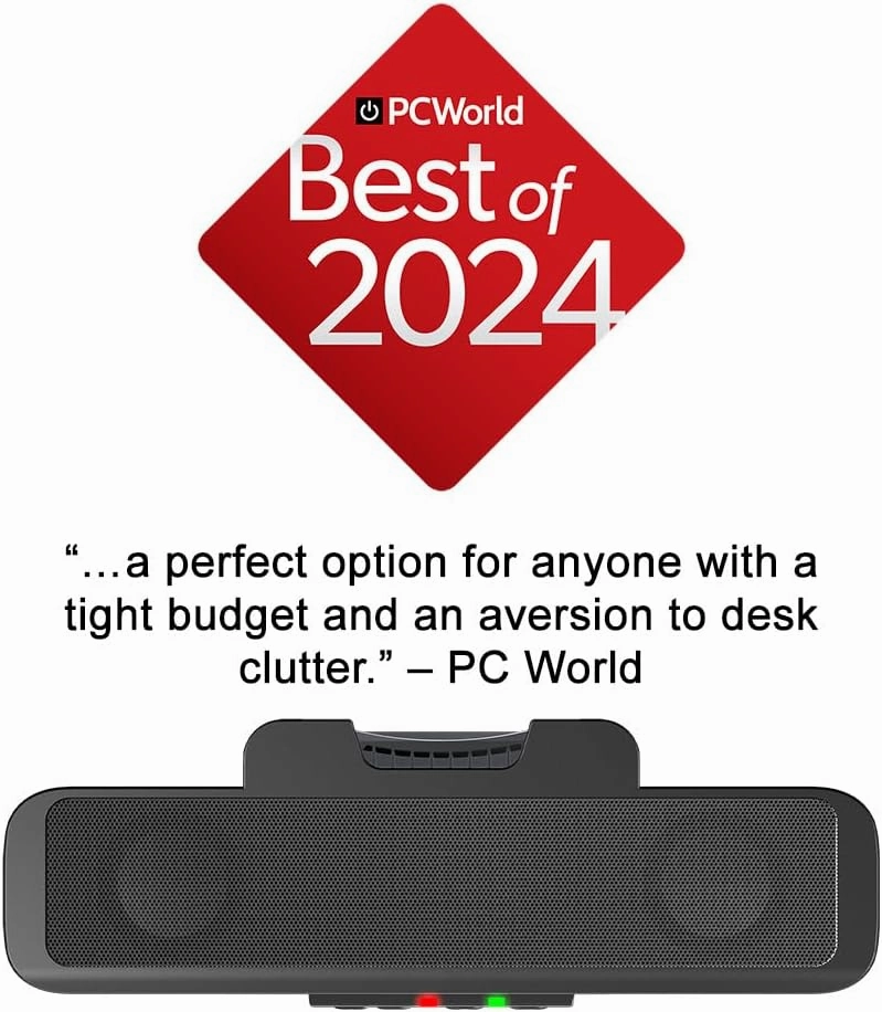 Cyber Acoustics USB Speaker Bar (CA-2890)  Stereo USB Powered Speaker, Easily Clamps to Monitor, Convenient Controls
