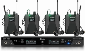 D Debra Audio PRO ST-202 UHF Stereo Wireless in Ear Monitor System, Dual Channel Wireless IEM with Monitoring Type for Stage, Receiver for Studio, Guitar, Band Performance (Dual Channel, 4 Bodypack) in-ear monitors,hi-fi IEMs,studio earphones,