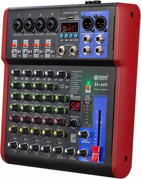 D Debra SI Series Professional Portable Recording Mixer Audio with 99 DSP Digital Effects Mic Preamps and USB for DJ Mixer Console Karaoke Home Recording Studio (SI-6UX) mixer console,audio mixing desk,DJ console,