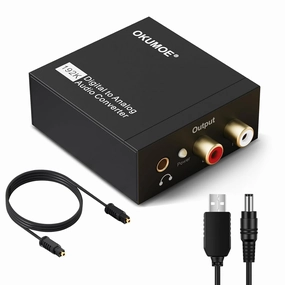 DAC 192KHz Digital to Analog Audio Converter, Optical to RCA Converter with Optical Coaxial Cable, Toslink Optical to 3.5mm RCA Adapter for PS3 PS4 HDTV DVD Home Cinema Systems balanced output player,audiophile player,hi-res digital player,