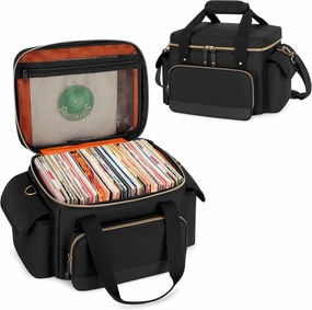 Damero Vinyl Record Storage Box for 7 Inch Records, Album Storage Carrying Bag for 80  LP Records, Vinyl Record Carrying Bag with Dividers for Travel, Collection, Concert, Bag Only vinyl storage,record holder,LP organizer,