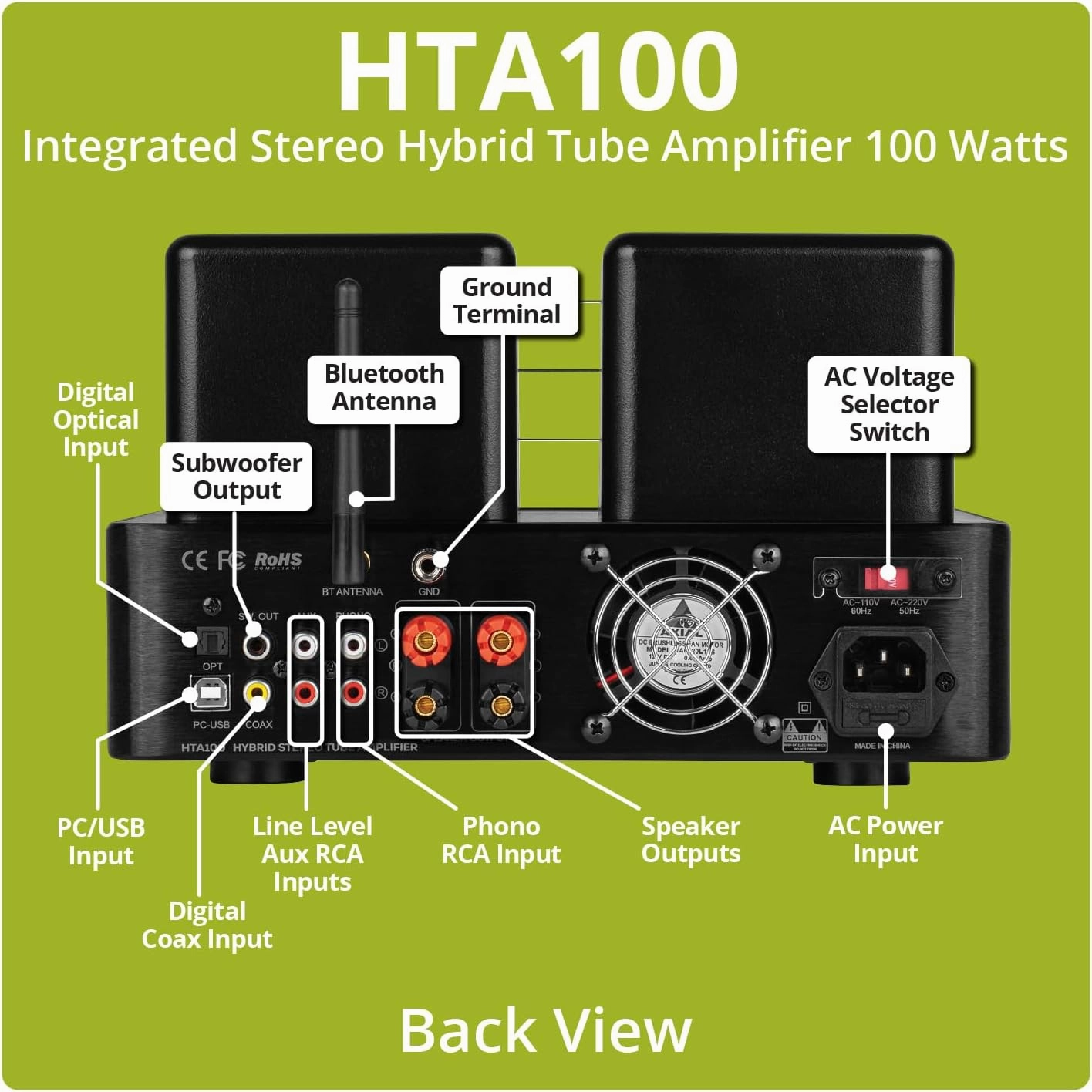 Dayton Audio HTA100 Integrated Stereo Hybrid Tube Amplifier 100 Watts