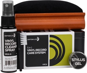 Dayton Audio Vinyl Record Cleaning Kit  VRCK 5-in-1 Complete Care System with Velvet Brush, Cleaning Solution, Stylus Gel, Dust Remover, and Metal Storage Case record cleaning kit,vinyl cleaner,stylus brush set,