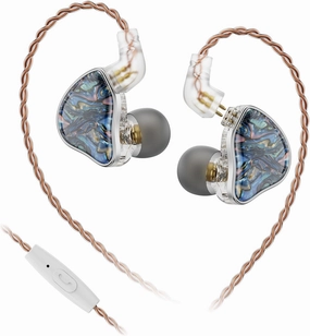 DB2 IEM Earphones with Mic Music Control: Resin 1BA 1DD Hybrid in Ear Monitor Headphones with 2Pin Detachable Cable,3.5mm Wired Earbuds for Gaming/Audiophile/Musician (Blue) in-ear monitors,hi-fi IEMs,studio earphones,