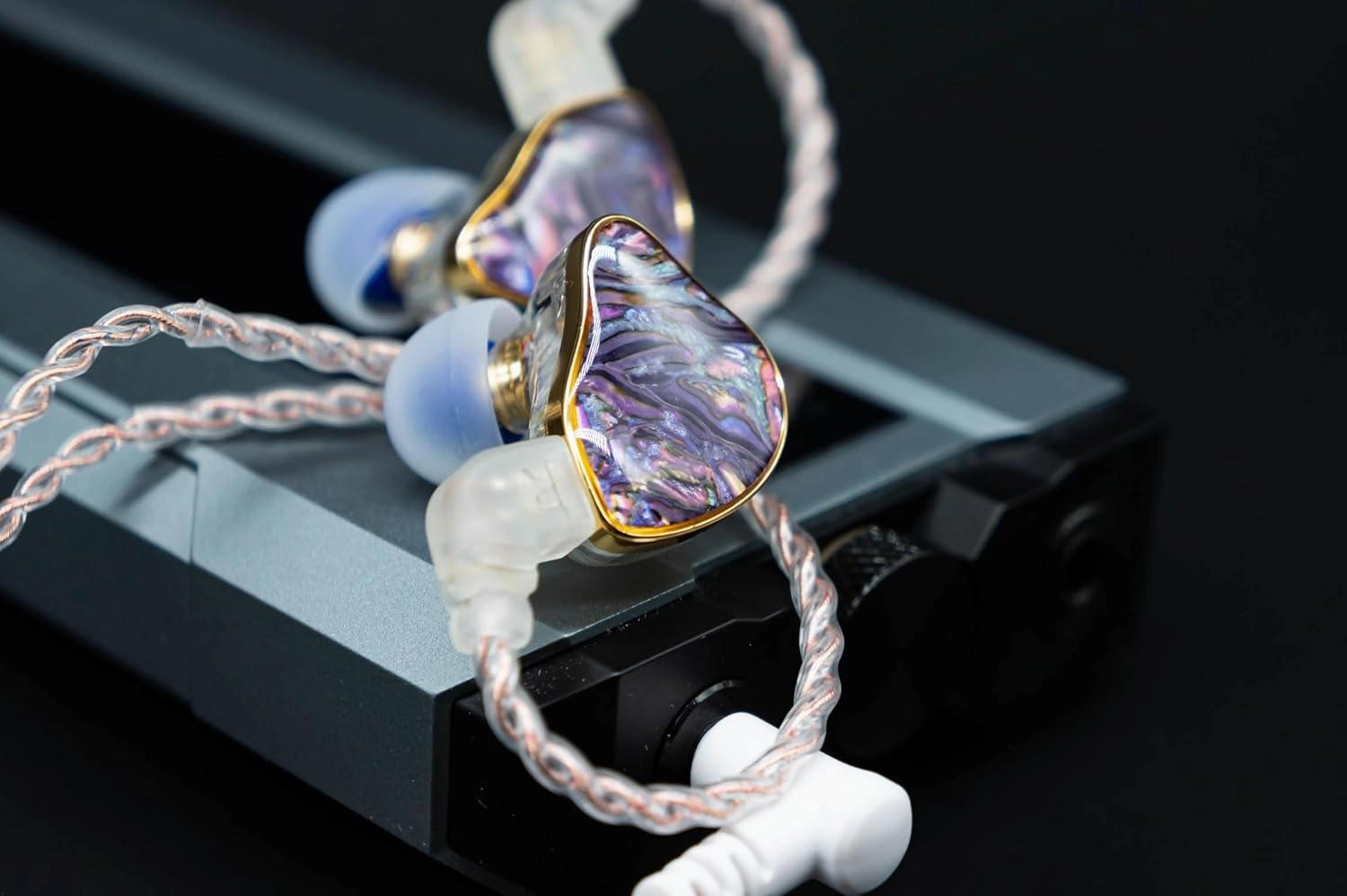 DB2 IEM Earphones with Mic Music Control: Resin 1BA 1DD Hybrid in Ear Monitor Headphones with 2Pin Detachable Cable,3.5mm Wired Earbuds for Gaming/Audiophile/Musician (Purple)