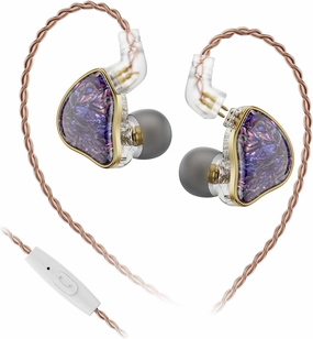 DB2 IEM Earphones with Mic Music Control: Resin 1BA 1DD Hybrid in Ear Monitor Headphones with 2Pin Detachable Cable,3.5mm Wired Earbuds for Gaming/Audiophile/Musician (Purple) in-ear monitors,hi-fi IEMs,studio earphones,