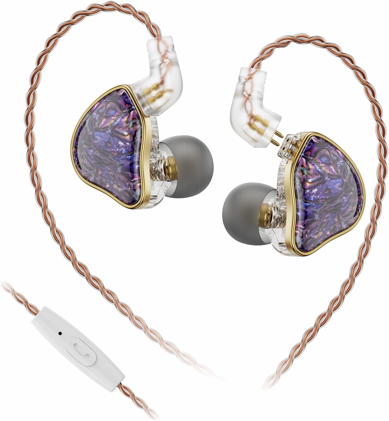 DB2 IEM Earphones with Mic Music Control: Resin 1BA 1DD Hybrid in Ear Monitor Headphones with 2Pin Detachable Cable,3.5mm Wired Earbuds for Gaming/Audiophile/Musician (Purple) in-ear monitors,hi-fi IEMs,studio earphones,