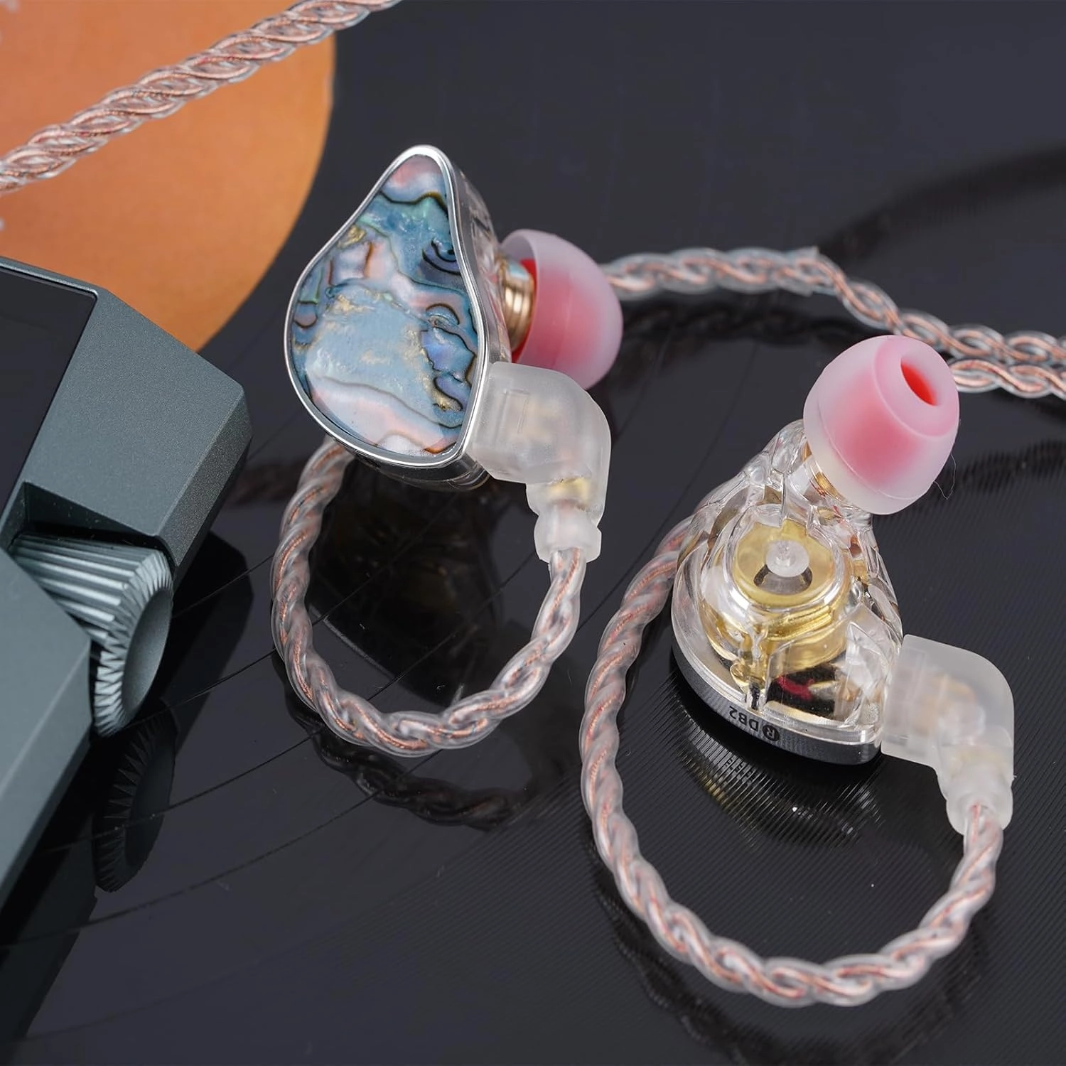 DB2 IEM Earphones Without Microphone: Resin 1BA 1DD Hybrid in Ear Monitor Headphones with 2Pin Detachable Cable, 3.5mm Wired Earbuds for Gaming/Audiophile/Musician/Singe (Blue)