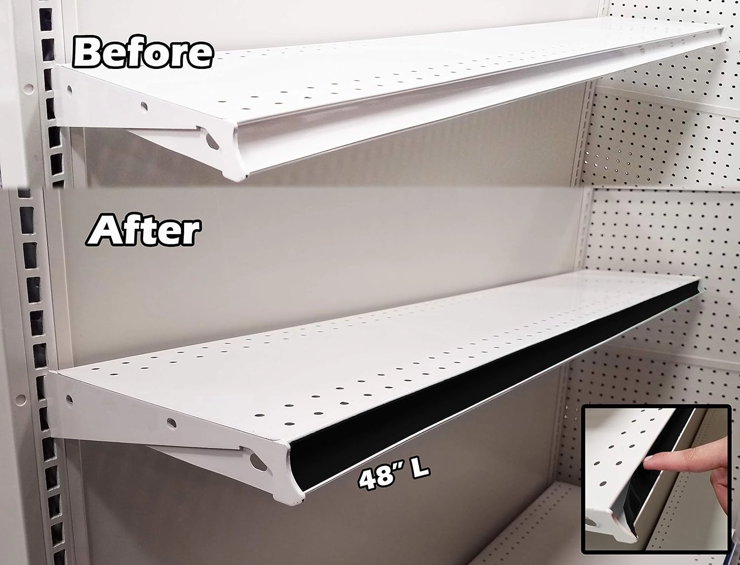 Decorative Gondola Shelving Pre Cut Vinyl Insert Strips 48" x 1.25" Shelf C-Channel, Black, 100 Pack