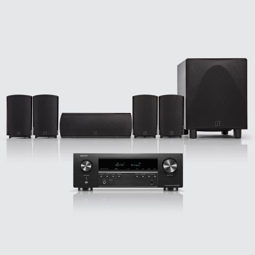 Definitive Technology ProCinema 6D 5.1 Channel Home Theater System with Denon AVR-S570BT AV Receiver Bundle (Renewed) home cinema system,5.1 home theater,surround sound package,