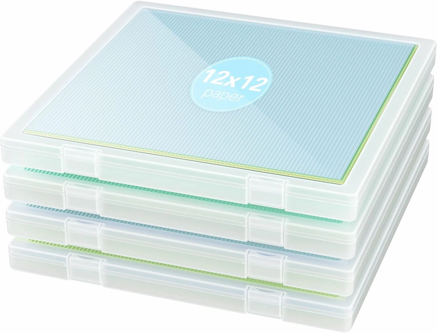 Denkee 12 x 12 Paper Storage, 4 Pack Scrapbook Paper Organizer Storage, Craft Organizers Box, Portable Storage Containers for Board Game, Craft, Art Supplies vinyl storage,record holder,LP organizer,
