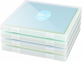Denkee 12 x 12 Paper Storage, 4 Pack Scrapbook Paper Organizer Storage, Craft Organizers Box, Portable Storage Containers for Board Game, Craft, Art Supplies vinyl storage,record holder,LP organizer,