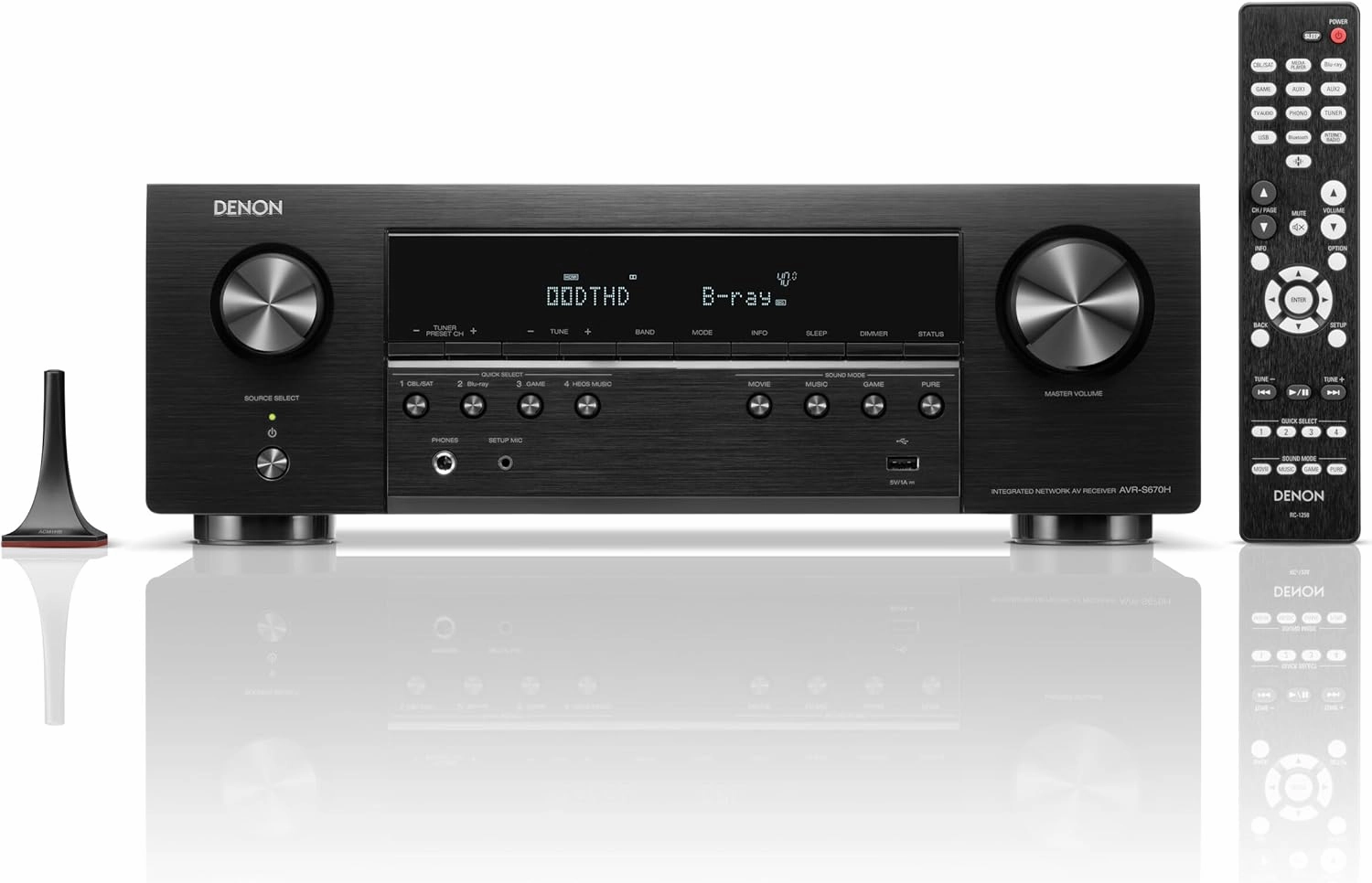Denon AVR-S670H 5.2 Ch Home Theater Receiver - 8K UHD HDMI Receiver (75W X 5), Streaming via Built-in HEOS, Bluetooth & Wi-Fi, Dolby TrueHD, Dolby Pro Logic II & DTS HD Surround Sound AV receiver,surround receiver,home theater amplifier,