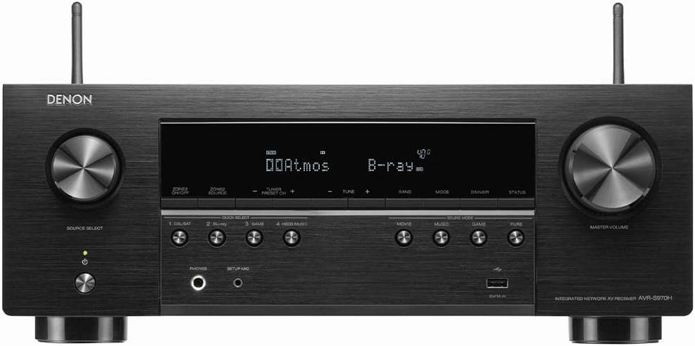 Denon AVR-S970H 8K Ultra HD 7.2 Channel (90Watt X 7) AV Receiver 2022 Model - Built for Gaming, Music Streaming, 3D Audio & Video, Alexa   HEOS, Black (Renewed)
