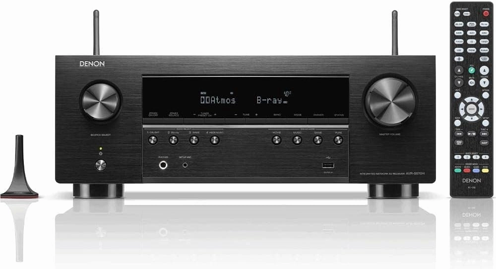 Denon AVR-S970H 8K Ultra HD 7.2 Channel (90Watt X 7) AV Receiver 2022 Model - Built for Gaming, Music Streaming, 3D Audio & Video, Alexa   HEOS, Black (Renewed)
