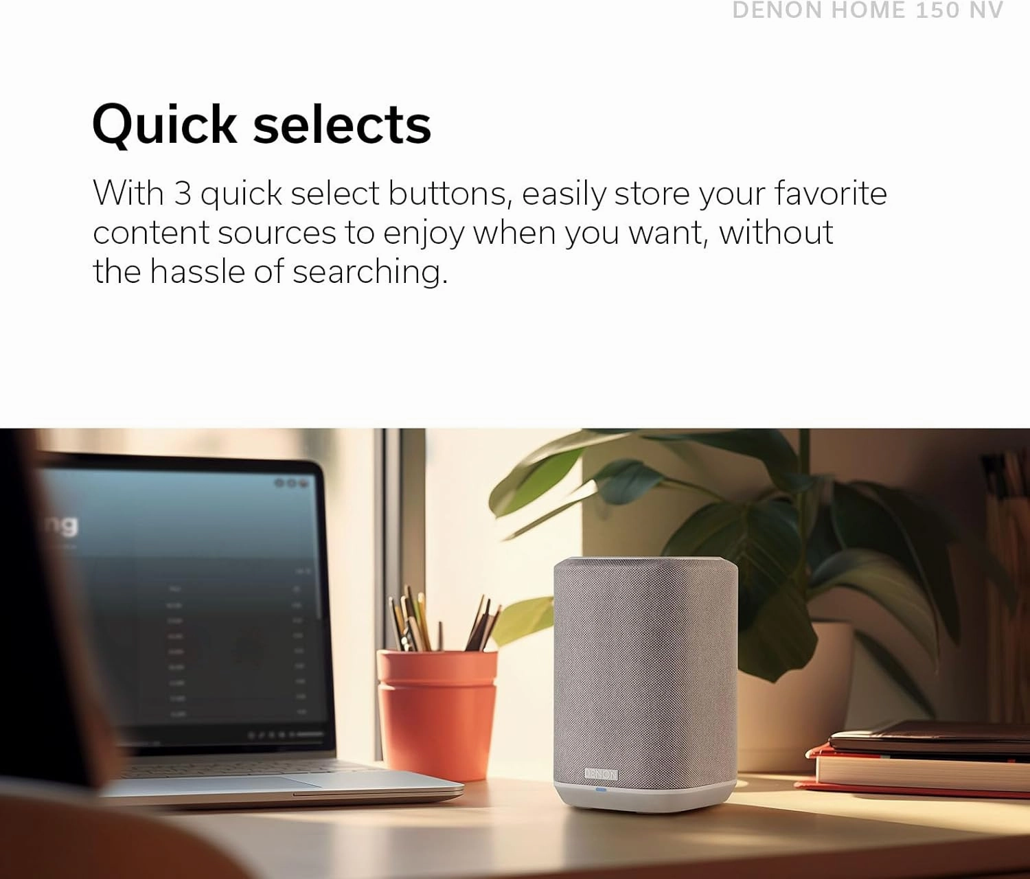 Denon Home 150 NV Wireless Speaker (Black), 1" Tweeter, 3.5" Woofer, Home Speaker with HEOS Built-in, AirPlay 2, and Bluetooth, Multi-Room Streaming, Simple Setup, Compact Design