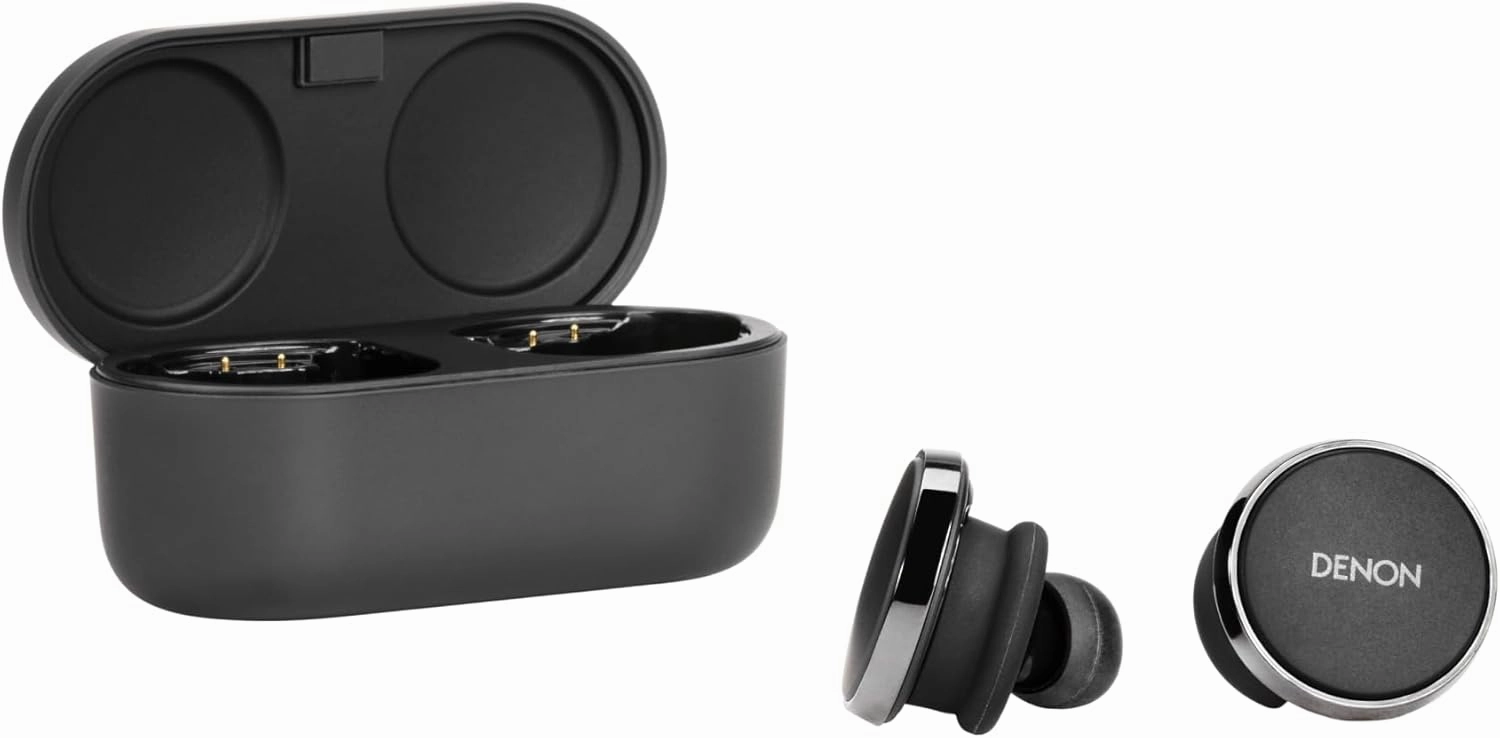 Denon PerL Pro True Wireless Earbuds - Adaptive Active Noise Cancelling, Personalized Sound with Masimo Adaptive Acoustic Technology, Spatial Audio, Long-Lasting Battery, Wireless Charging, Black