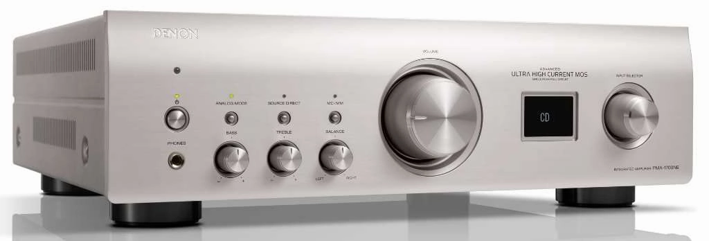 Denon PMA-1700NE Integrated Amplifier (140W x 2), Built-in USB-DAC & Phono Equalizer, Analog Mode, Ultra-High Current Power Circuit, Advanced AL32 Processing Plus, Hi-Res Audio, Silver integrated amplifier,stereo receiver,hi-fi amp combo,