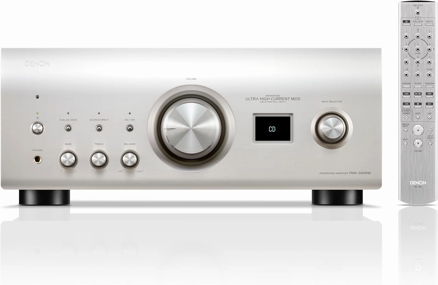 Denon PMA-3000NE Integrated Amplifier (80W x 2-Ch), Silver, Versatile Stereo Amplifier with 7th-Gen Ultra AL32 Processing, MM/MC Phono Preamp, Pure Analog Mode, Optical, Coaxial & RCA Inputs integrated amplifier,stereo receiver,hi-fi amp combo,