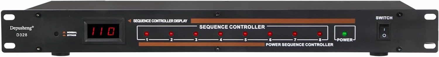 Depusheng 8 Outlet Power Conditioner 10 Amp 2200w with Precise Digital Real-Time Voltage Display Rack Mount Power Sequencer Suitable for Home KTV Classroom Stage Studio - BlackD328 audio rack,hi-fi component stand,media shelf,