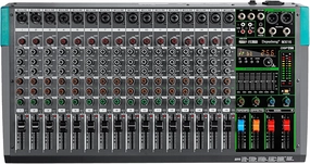 Depusheng MX16 16 Channel Sound Mixer Audio Mixing Console 48V 256DSP Professional USB PC Play Record Podcast Live Broadcast (US MX16) mixer console,audio mixing desk,DJ console,