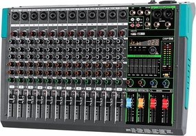 Depusheng PA12 Professional Audio Mixer Sound Board Console Desk System Interface 12 Channel Digital USB Bluetooth MP3 Computer Input 48V Phantom Power Built-in 256 Reverb Effect, Black audio interface,USB interface,music recording input,