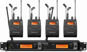 Depusheng TX4 Wireless in Ear Bodypacks Monitor System, 4-Channel Wireless IEM System, Metal IEM w/ 4 Bodypacks, Rack Mount in-ear monitors,hi-fi IEMs,studio earphones,