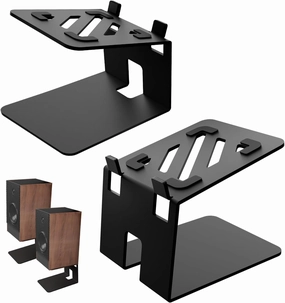 Desktop Speaker Stands with Vibration Absorption Pads, Metal Bookshelf Speaker Stands - Studio Monitor Support, 30lbs Load Capacity, 5 Incline, Black speaker stands,monitor stands,floor speaker holders,