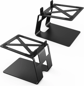 Desktop Speaker Stands with Vibration Absorption Pads, Metal Bookshelf Speaker Stands Pair,Studio Monitor Stand,Speaker Riser for Most Small & Medium Bookshelf Speakers,Computer Speakers,Black speaker stands,monitor stands,floor speaker holders,
