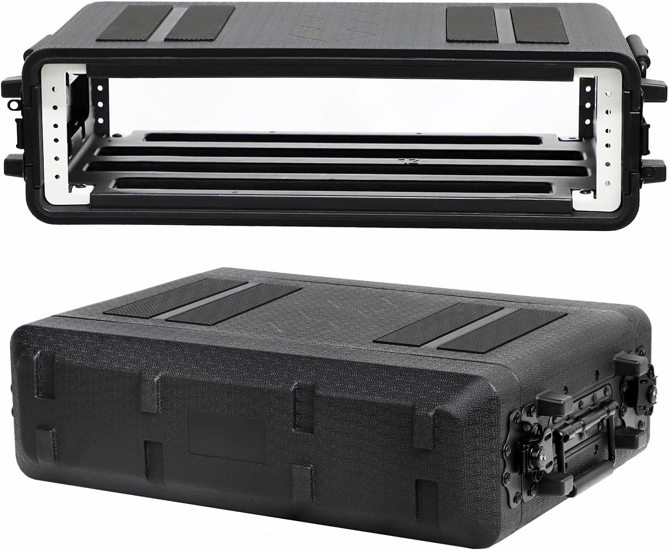 Diandian 2U Rack Case Shallow 12" Depth, 19" Rackmount Flight Case, Watertight Dust-Proof, Shock Mount for Amplifier, Pro Audio, DJ Mixer, Effects with Microphone Compartments