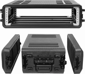Diandian 2U Rack Case Shallow 12" Depth, 19" Rackmount Flight Case, Watertight Dust-Proof, Shock Mount for Amplifier, Pro Audio, DJ Mixer, Effects with Microphone Compartments audio rack,hi-fi component stand,media shelf,