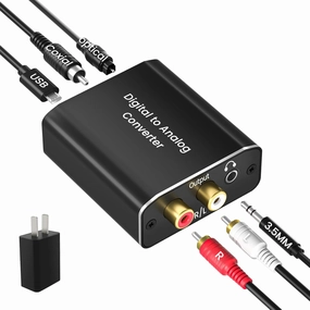 Digital to Analog Audio Converter, Hdiwousp 192 kHz DAC Digital Coaxial and Optical Toslink to Analog 3.5mm Jack and RCA (L/R) Stereo Audio Adapter with Optical Cable for HDTV Home Cinema, Aluminum DAC,USB audio converter,digital to analog converter,