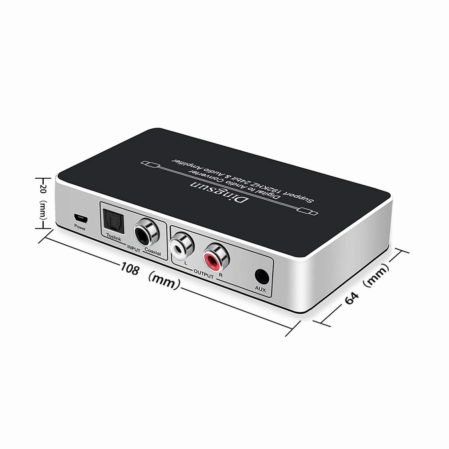 Dingsun Digital to Analog Audio Converter Optical to Analog Converter with IR Remote, DAC Converter Support 192KHz/24bit Compatible with DVD, PS, Plasma, Blu-ray, Home Cinema Systems etc.