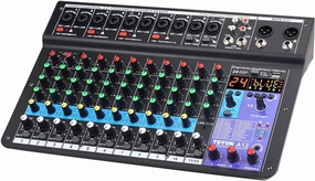 Dj Console Micfuns Stage Audio 12 Channel 48v Mixer With Usb Computer Bluetooth Built-In Digital Effect Mixer For Music Recording Studio Live Stage Yoube Tiktok mixer console,audio mixing desk,DJ console,