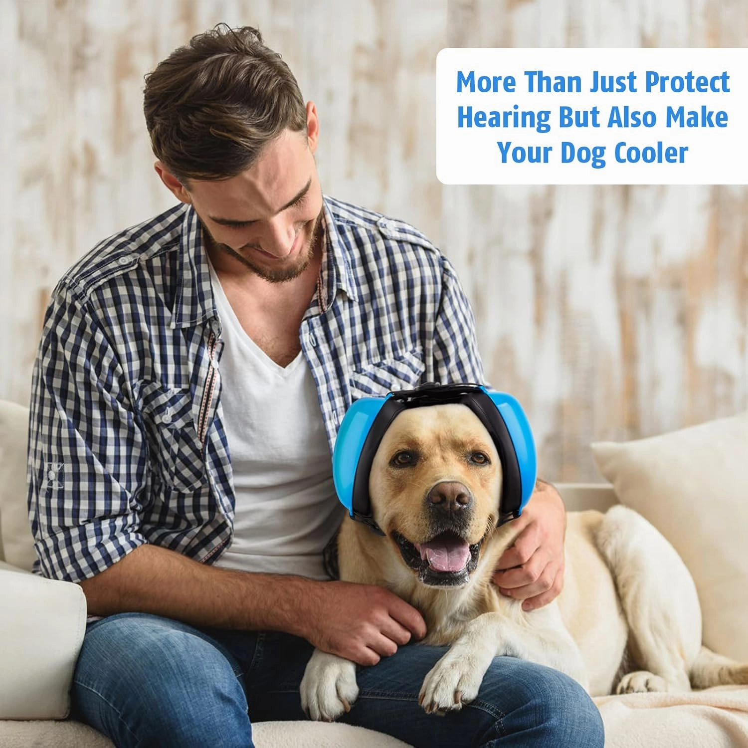 Dog Ear Muffs for Noise Protection, Noise Cancelling Headphones, 25dB NRR, Dog Ear Plugs for Hearing Protection from Thunder, Fireworks, Vacuums (S, Blue)