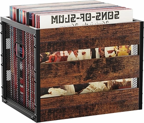 DOLALIKE Vinyl Record Storage, Vintage Wood Album Holder with Dividers for 100  Records, Box Case Crate for Books, Magazines, Organizer (Classic Cube) vinyl storage,record holder,LP organizer,